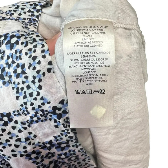 Anthropologie Tunic Mini‎ Dress Floral Print V-Neck Plunge Blue White Size Small - Picture 11 of 12